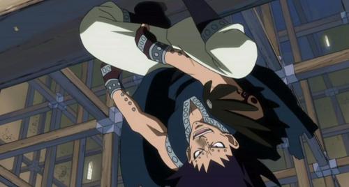 post an anime character hanging upside down
