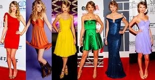  Post a pic of Taylor in one of these colours..... Red, orange, yellow, green, blue o purple