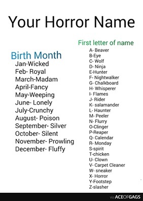  Your Horror Name