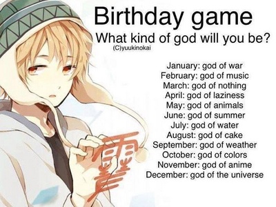  Birthday Game - What Kind of God Will toi be?