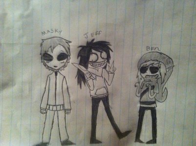  do te guys like my drawing of jeff ben and masky :)