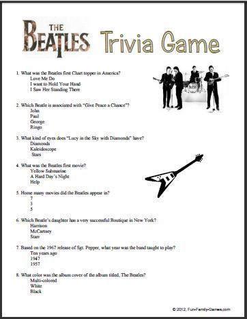  Can anda answer these Beatles Trivia questions? https://www.fun-family-games.com/ (for larger image)