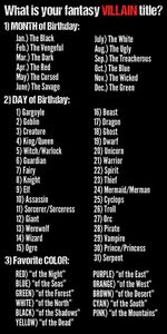 What`S your fantasy villian name?