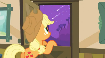  In আপেল Family Reunion there are two shooting stars that were constantly being shown at night. It is ব্যক্ত that they are to represent Applejack, আপেল Bloom, and Big Macintosh's parents.