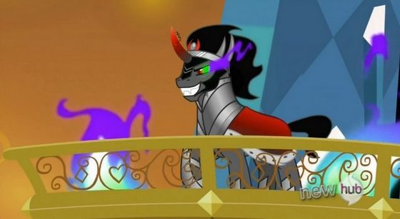  5. Villains: King Sombra ruled over the Crystal Empire and was defeated door the princesses a thousand years ago. He put a curse on the empire which was broken when the crystal hart-, hart was returned.