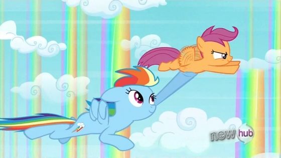  cầu vồng Dash and Scootaloo: In Sleepless in Ponyville, Scootaloo revealed that she wanted cầu vồng Dash to become her big sister and in the end of the episode she get's her wish.