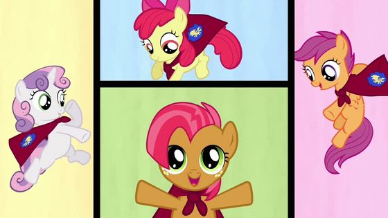  CMC gained a new member Babs Seed, appel, apple Boom's cousin from Manehatten. CMC learned about bullying and strengthened their friendship because of it.