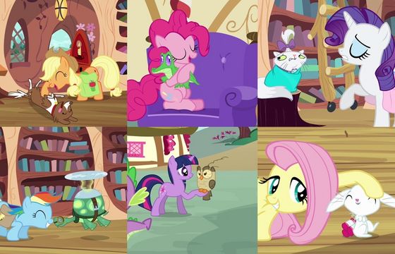 The Mane Six and their pets: The Mane Six care a lot about their pets and the pets care for them as well. So cute!