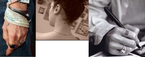 Number «3»; The same tattoo has Vanessa Paradis’ sister Allison. In the right-three rectangles.