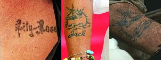  Johnny's Tattoos dedicated to his children Lily-Rose and Jack. In the right Du can see Captain Jack Sparrow's tattoo.