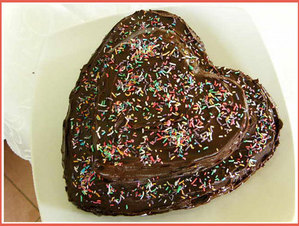  hati, tengah-tengah Shaped pisang Chocolate Mud Cake