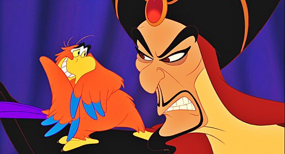 The scheming vizier Jafar with his constant companion Iago.