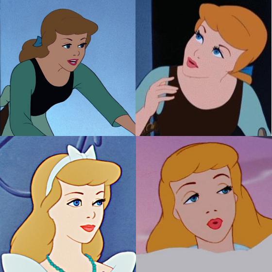  cinderella - In the bottom two pictures she has droopy eyes. She's pretty otherwise, but only in a couple scenes