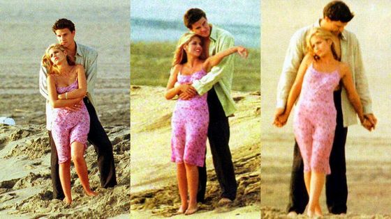  Spending quality spiaggia time together, while shooting scenes for the 1st episode of Buffy's season 3. "If I was blind I would see you.." Episode 'Anne'