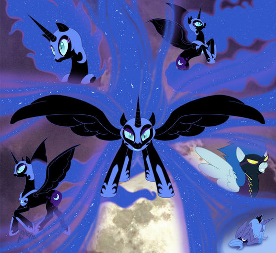  Nightmare Moon and her quite "functional" mane, which seems to come in handy for her many times. Is it pure Lunar energy?