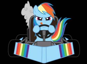 Rainbow in her own kart (the others were given their own to find Luna)