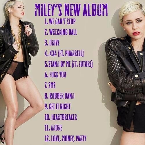  Probable Miley's Bangerz Tracklist (source:FB)