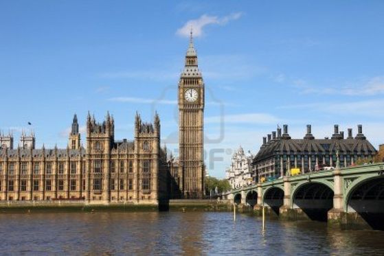 The Big Ben Clock Tower is the national landmark for London England UK