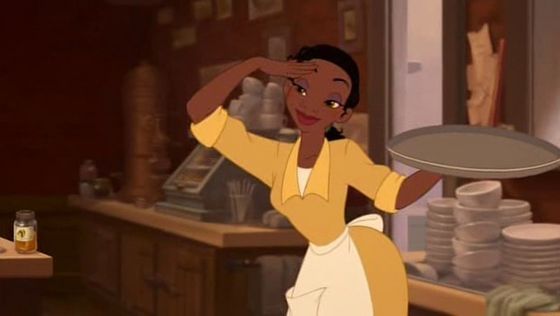  Tiana takes a small break from work to show her approval.