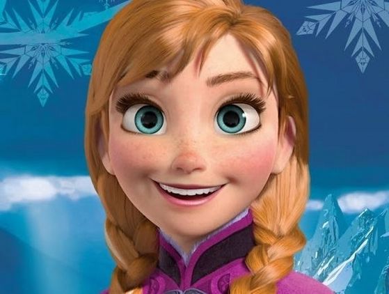  2. Anna: with her beautiful auburn plats, large blue eyes, freckled face and adorable button nose, know wonder Anna's funny and awkward personality has made her the official 12th Дисней princess!