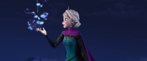  Elsa waved her hand and a flurry of snowflakes burst from her hand.