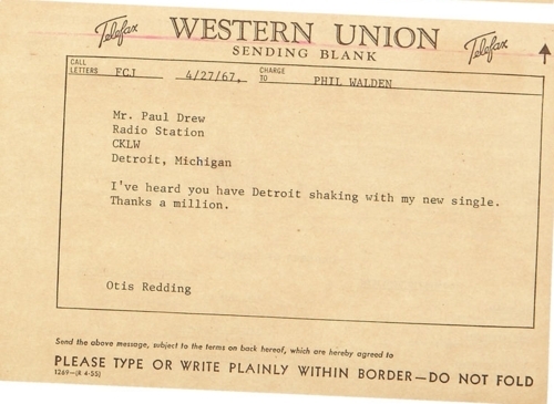 Telegram Sent By Otis Redding