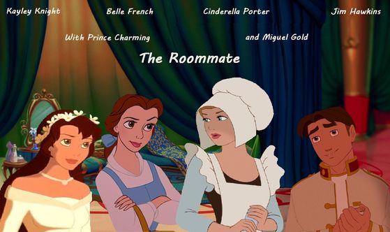  The main cast: Belle and Sinderella verbally spar whilst Jim looks longingly at Sinderella and Kayley hopes he might notice her instead.