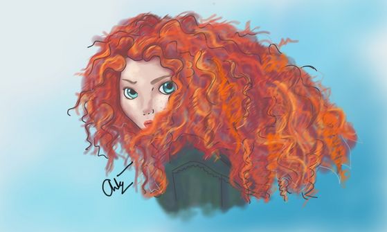Minnie:Merida's make up on what you can see of her face looks fantastic. Good Job Rapunzel.