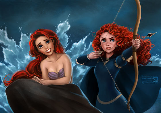  Merida: If anyone else complains about আপনি Ariel I'm gonna shoot them!, Ariel: And if anyone complains about আপনি Merida I'll summon a tsunami!