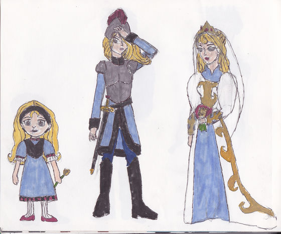  L-R: young Helga, guard uniform, coronation Helga