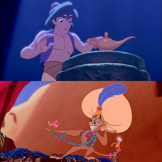  What an iconic scene from Aladdin.I tình yêu that shot of Abu, he's so fab. I'm jealous of his style.