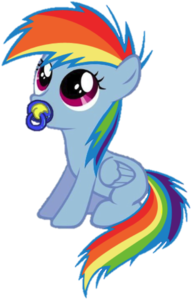  The age-regressed arco iris that was dropped off por Twi at Canterlot Castle-with everything she would need.