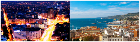  On the left Belgrade, my hometown; on the right Trieste, where I currently live.