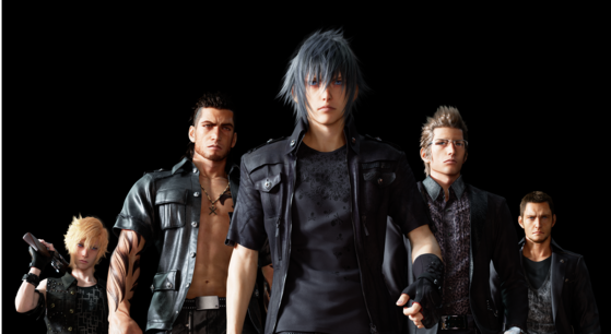  From left to right: Prompto, Gladiolus, Noctis, Ignis, and Cor.