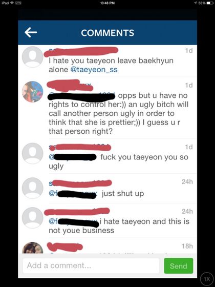  Another bình luận :| on Taeyeon's instagram post