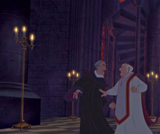 "FROLLO HAVE YOU GONE MAD! I will not tolerate this assault on the house of God!"