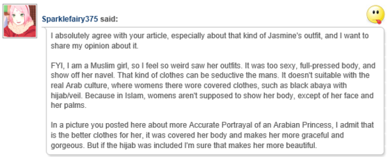  A Real Muslim Girl's Opinion (Whose Culture gelsomino is Supposed to Represent)