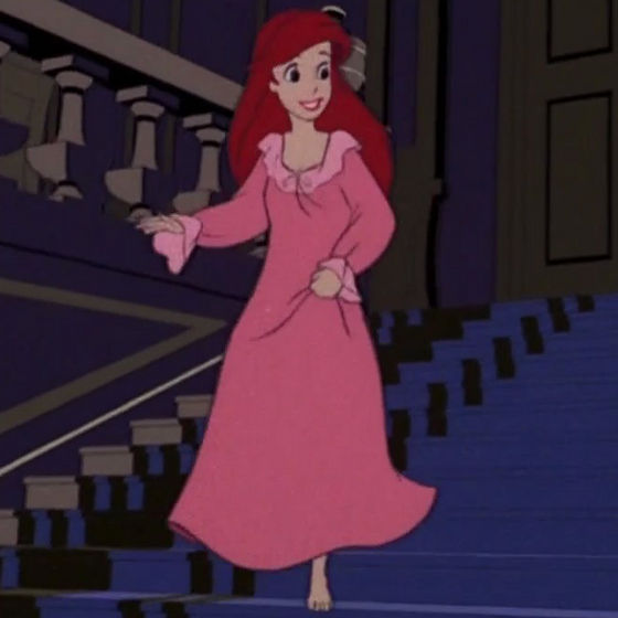 "So excited to wear this frilly pink nightgown!"