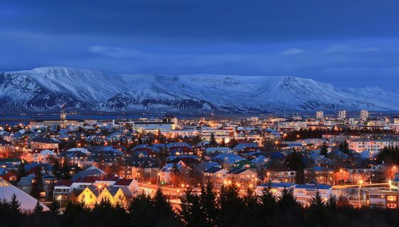 Reykjavik by night.