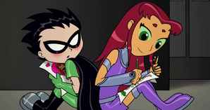  Robin & Starfire drawing pictures! AWWW!