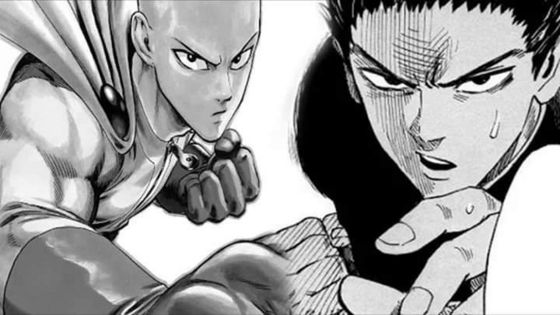  One punch, punzone Man manga Saitama and Blast.