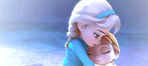  Young Elsa hugging Anna