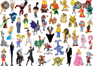  Click the 'A' Cartoon Characters 测试