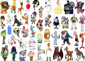  Click the 'B' Cartoon Characters 测试