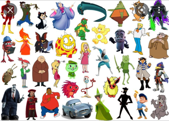  Click the 'F' Cartoon Characters II quizz