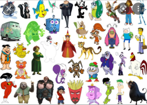  Click the 'F' Cartoon Characters 测试