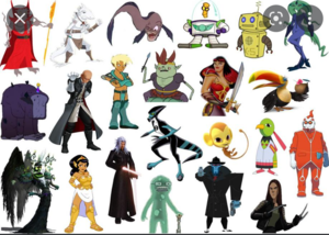 Click the 'X' Cartoon Characters examen
