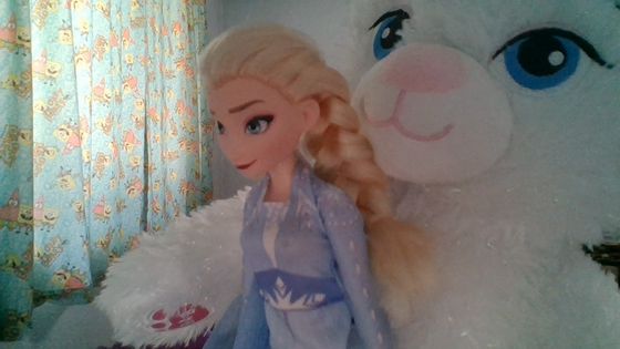 Elsa Bear with human Elsa.