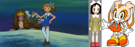 Cream's dress similar to both two or one of the Sonic Adventure young human girl NPCs and Molly Hale's dress as 10 year old from Pokémon.