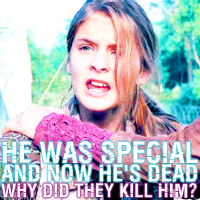  4. Alarmed {Her walker-friend-Nick was killed, as she's upset, because she's twisted XD}